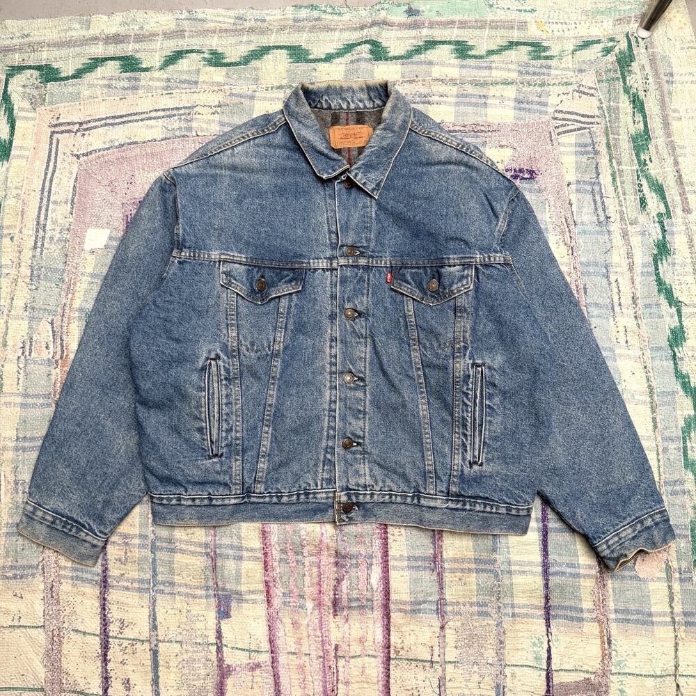 Vintage Levi’s 70507 0314 Blanket Lined Trucker Jacket Blue Denim 80s XL USA